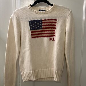 Ralph Lauren Cream Sweater with Flag Design